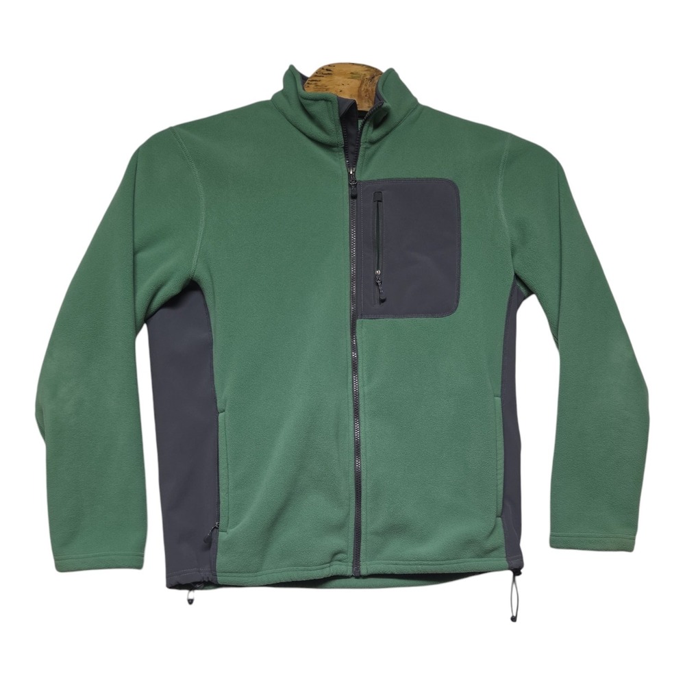 Vineyard Vines Mens Fleece Full Zip Jacket Green Grey Size Medium Whale Logo